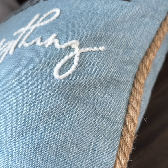 The Beach Solves Everything embroidered,rope trim, starfish, decorative pillow - Picture 4 of 8